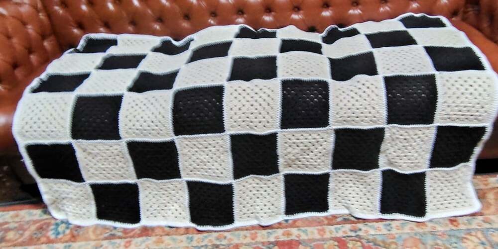 Vintage Handmade Crochet Blanket Afghan 57" X 40"